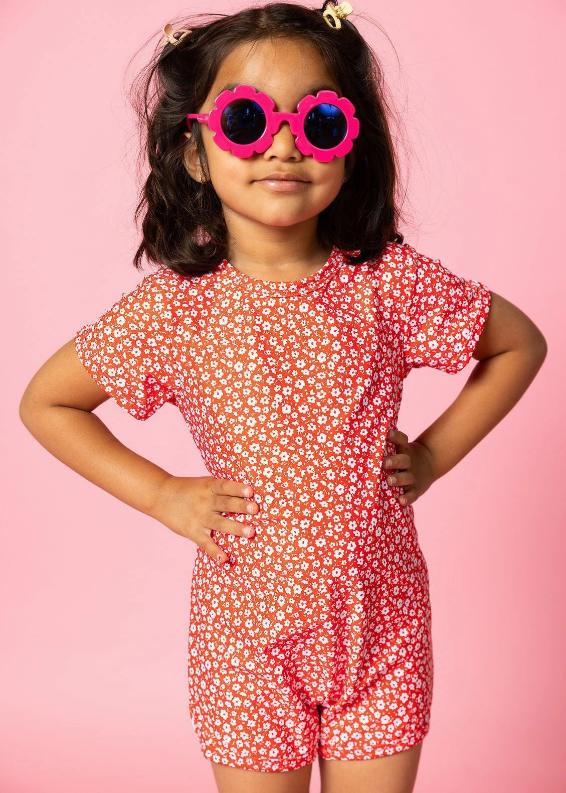 Red Ditsy Floral | Mini Shorties Rashguard (Unisex)