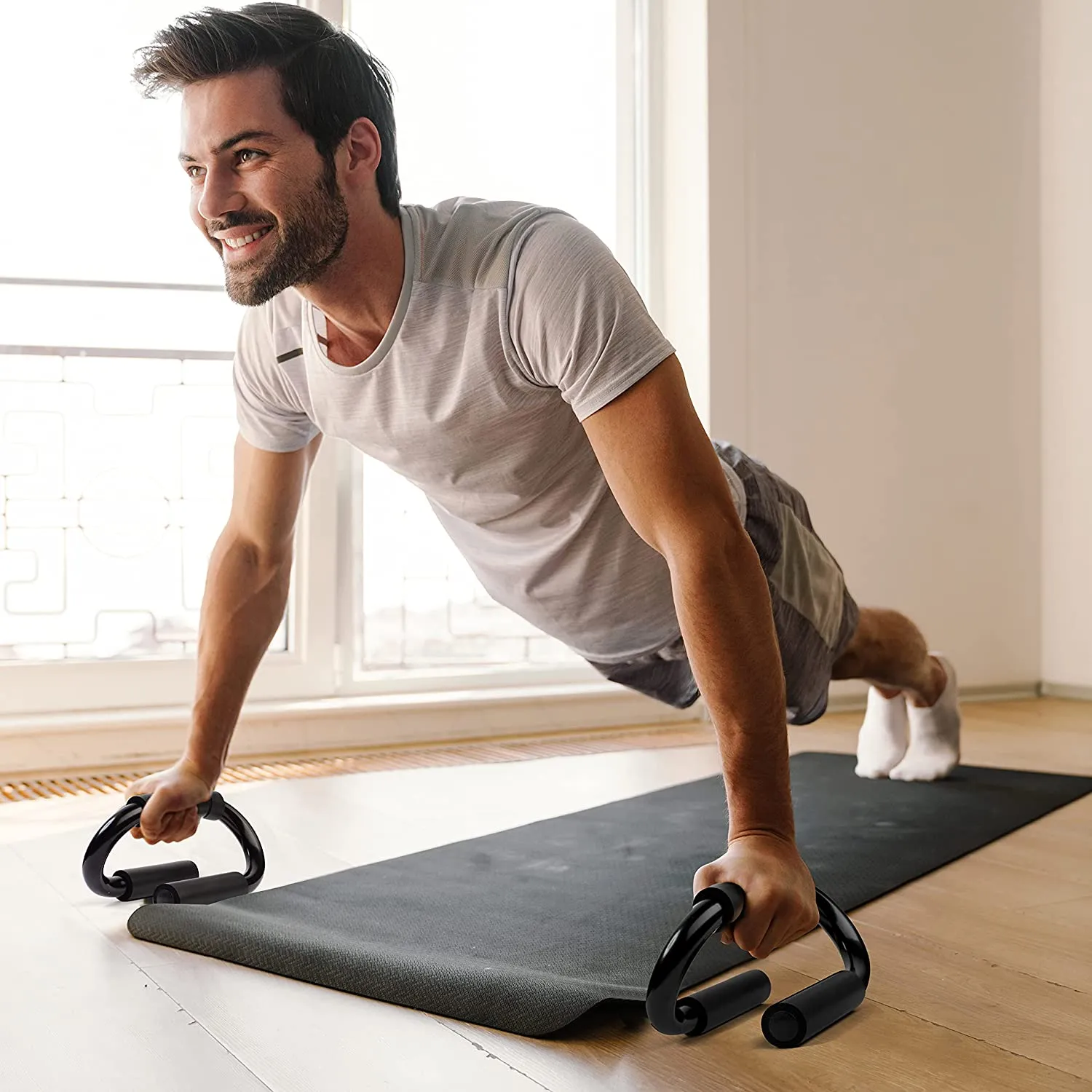 Non-Slip Push-Up Bars, Studio Dumbbells, Curved treadmill, Cable Systems