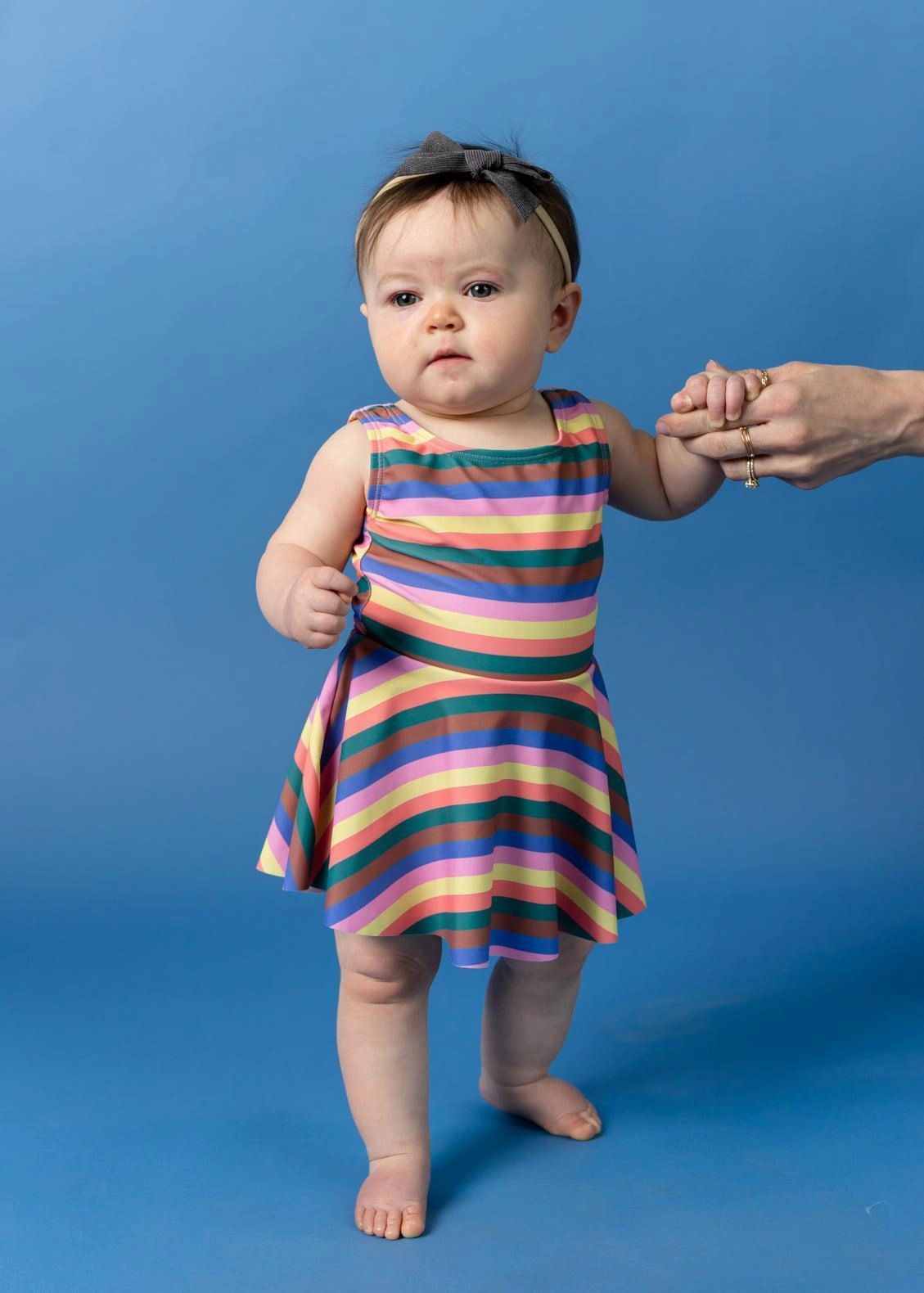 Retro Stripe | Baby Skirted One-Piece