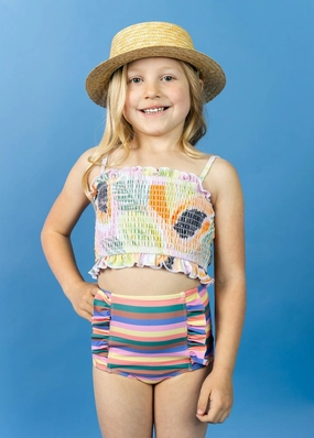 Retro Stripe | Mini Down in Front Ruffle Bottoms