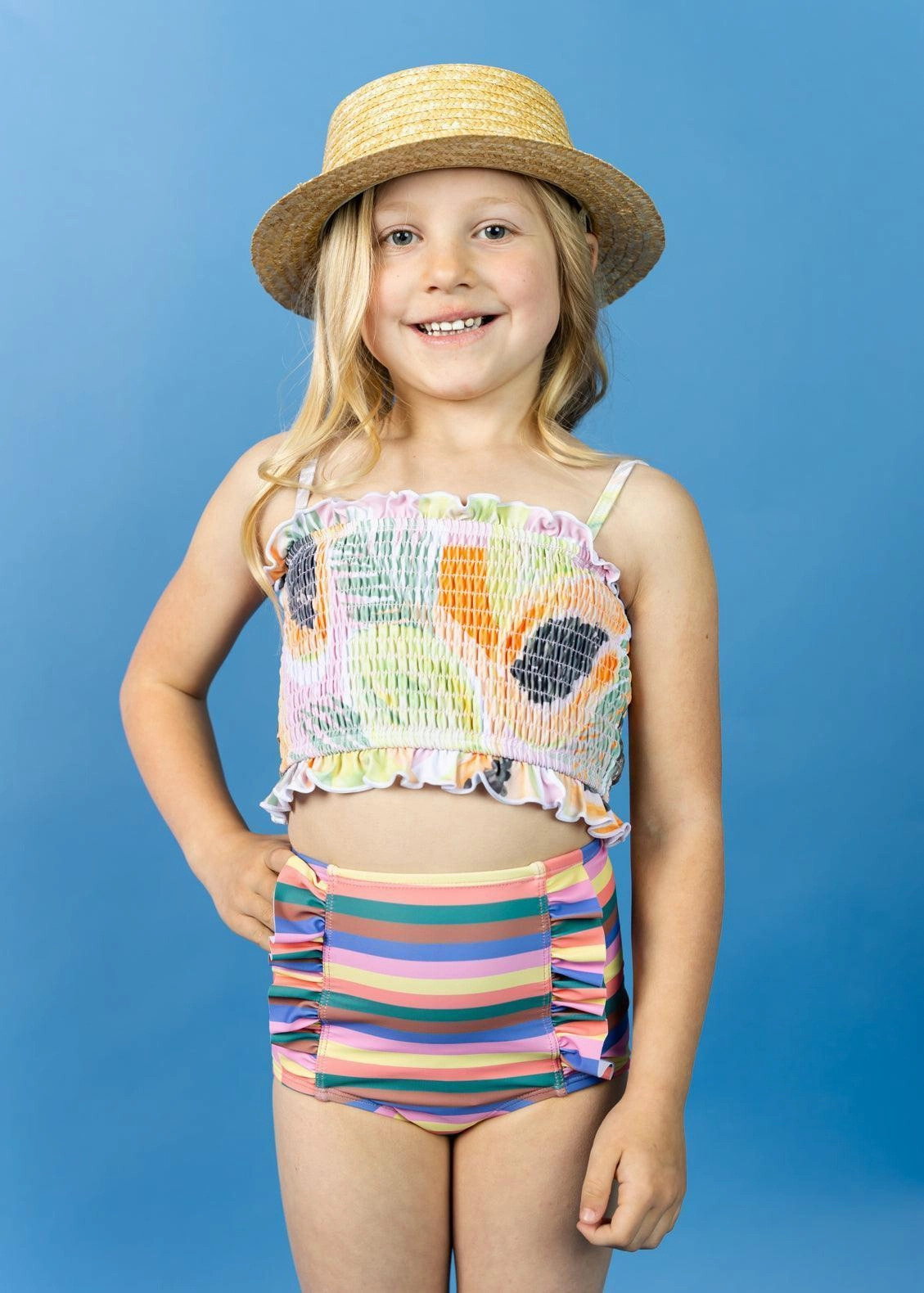 Retro Stripe | Mini Down in Front Ruffle Bottoms