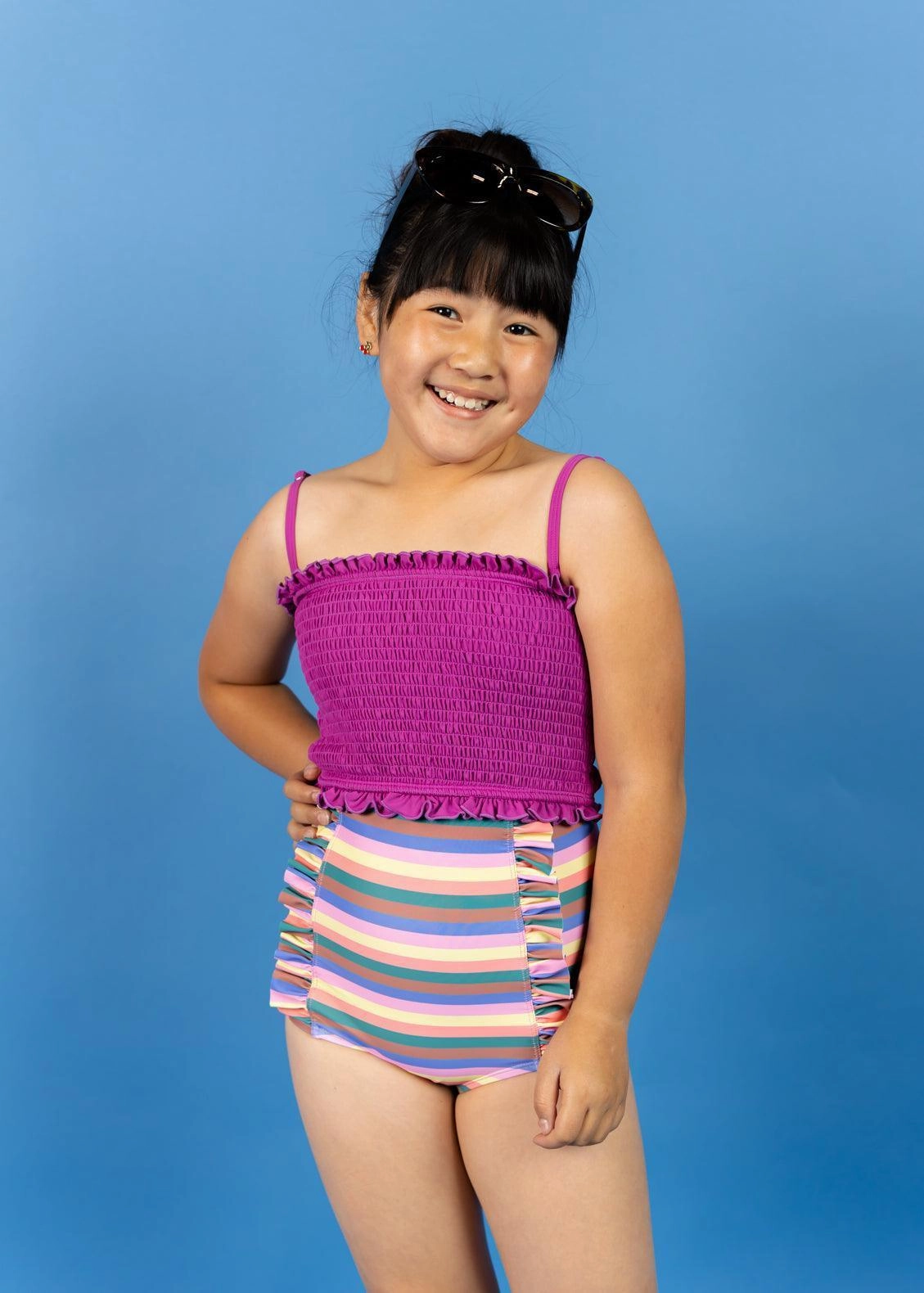 Retro Stripe | Youth Down in Front Ruffle Bottoms