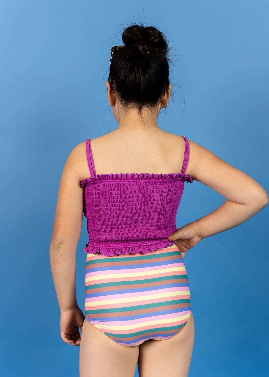 Retro Stripe | Youth Down in Front Ruffle Bottoms