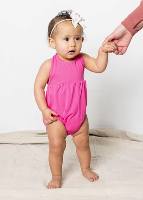 Ribbed Azalea Pink | Baby Romper One-Piece