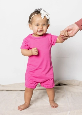 Ribbed Azalea Pink | Baby Shorties Rashguard (Unisex)