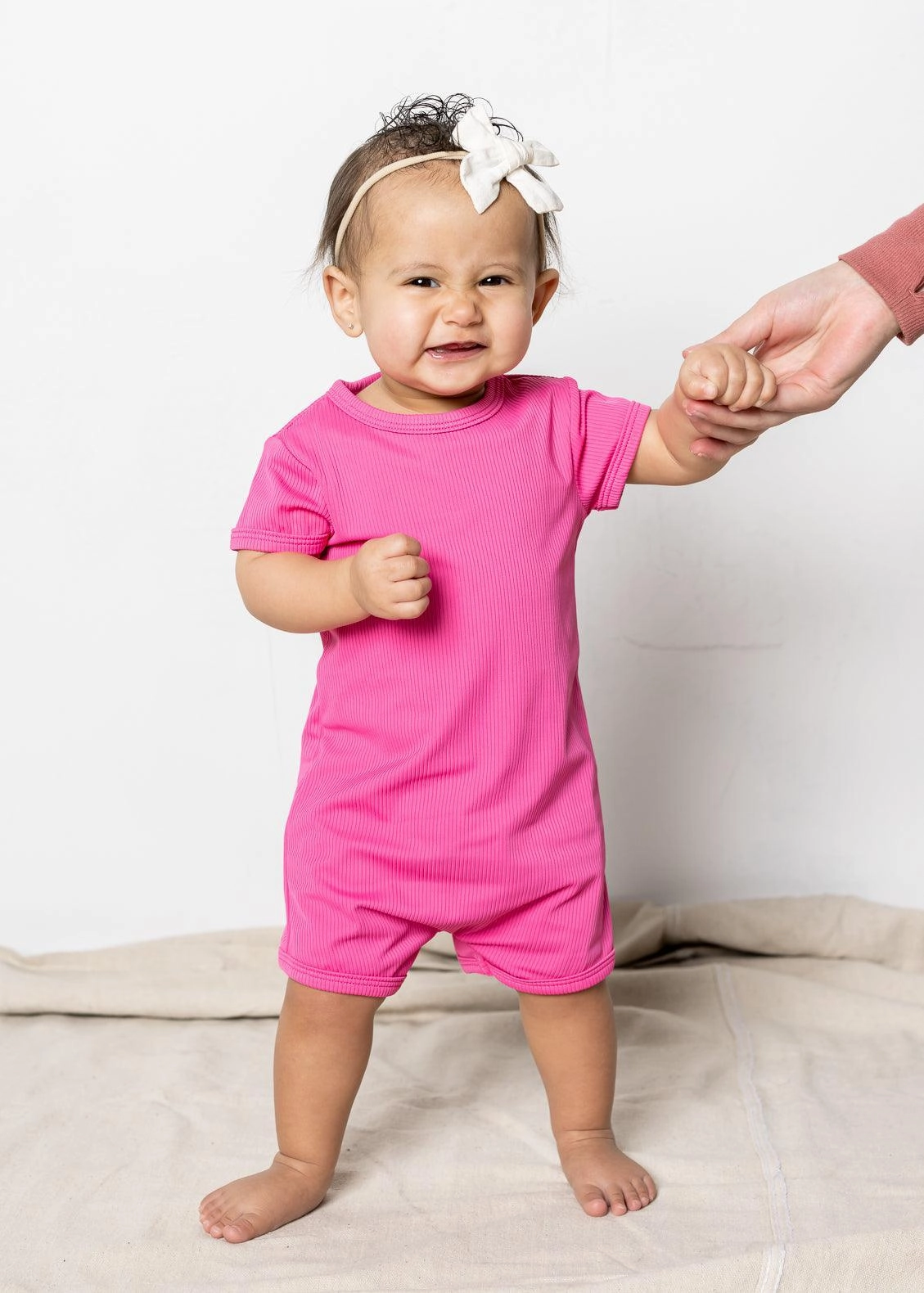 Ribbed Azalea Pink | Baby Shorties Rashguard (Unisex)