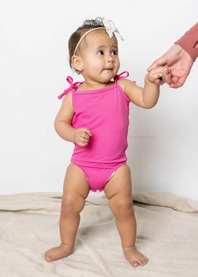 Ribbed Azalea Pink | Baby Simply One-Piece