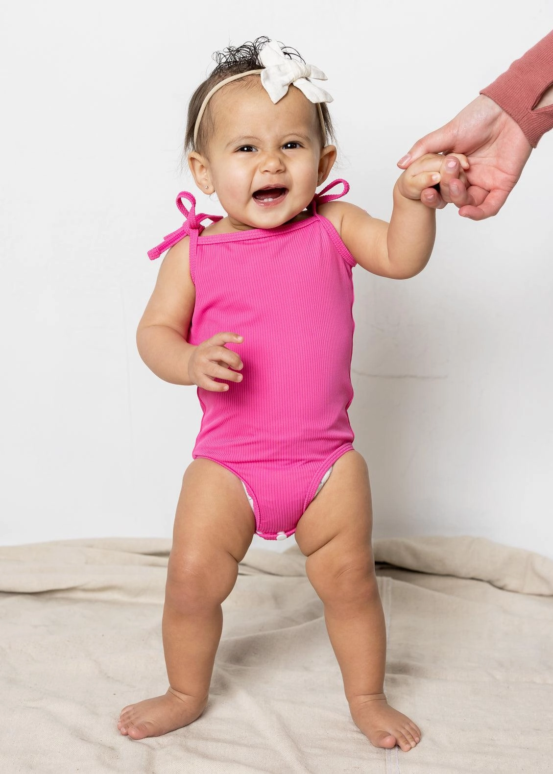Ribbed Azalea Pink | Baby Simply One-Piece