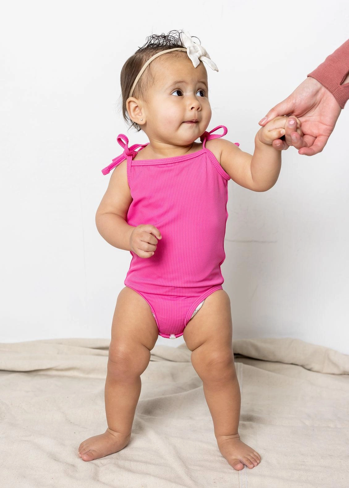 Ribbed Azalea Pink | Baby Simply One-Piece
