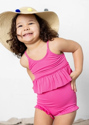 Ribbed Azalea Pink | Mini All Ruffled Up Bottoms
