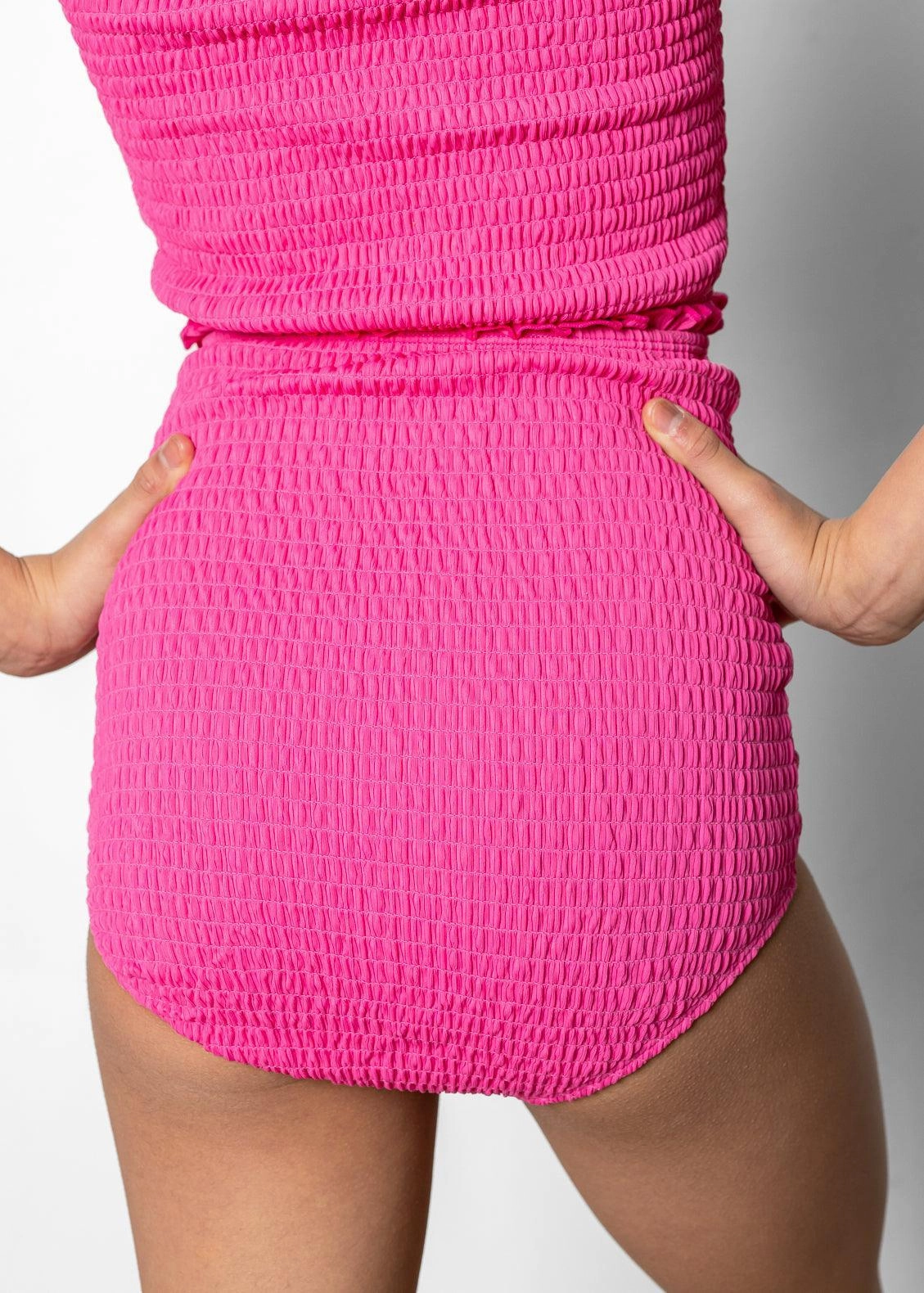 Ribbed Azalea Pink | Youth Smocked Bottoms