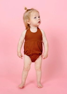 Ribbed Caramel | Baby Romper One-Piece