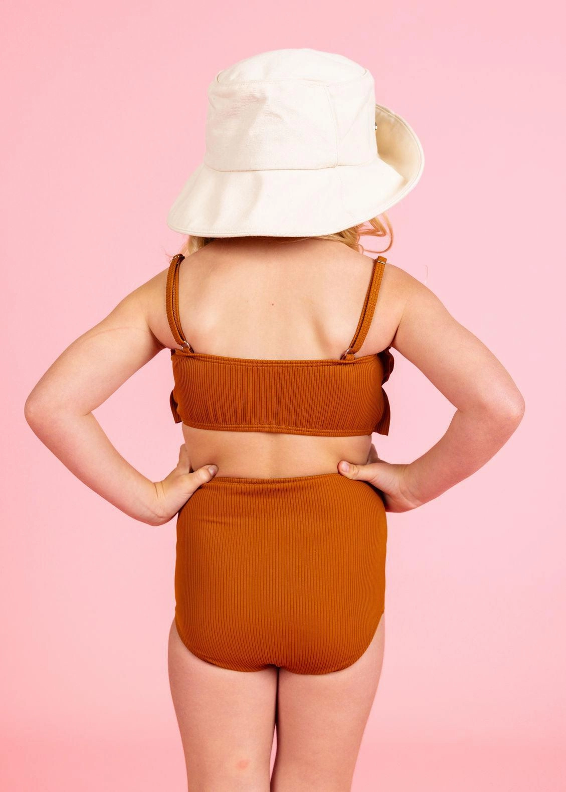 Ribbed Caramel | Mini Oversized Ruffle Top