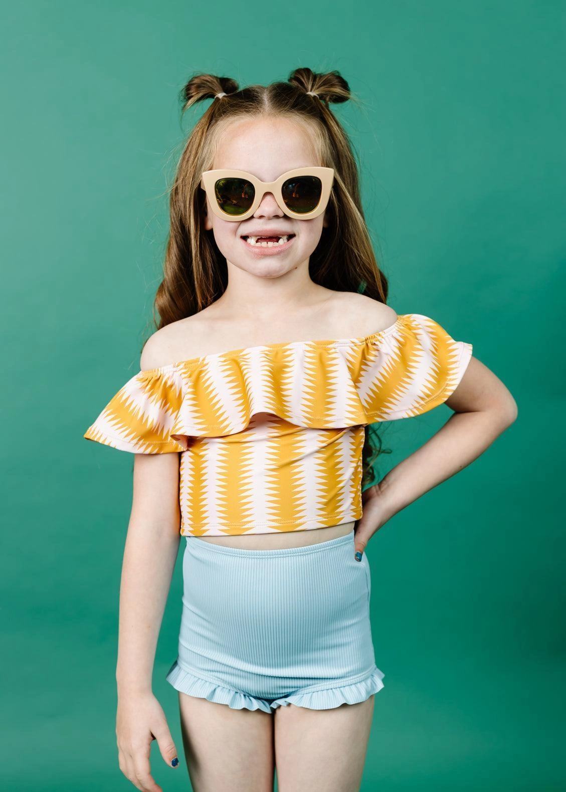 Ribbed Dusty Light Blue | Mini All Ruffled Up Bottoms