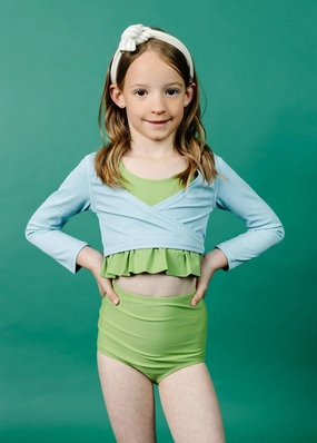 Ribbed Dusty Light Blue | Mini Wrap Top Rashguard