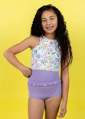 Ribbed Dusty Purple | Youth Mid-Ruffle Bottoms