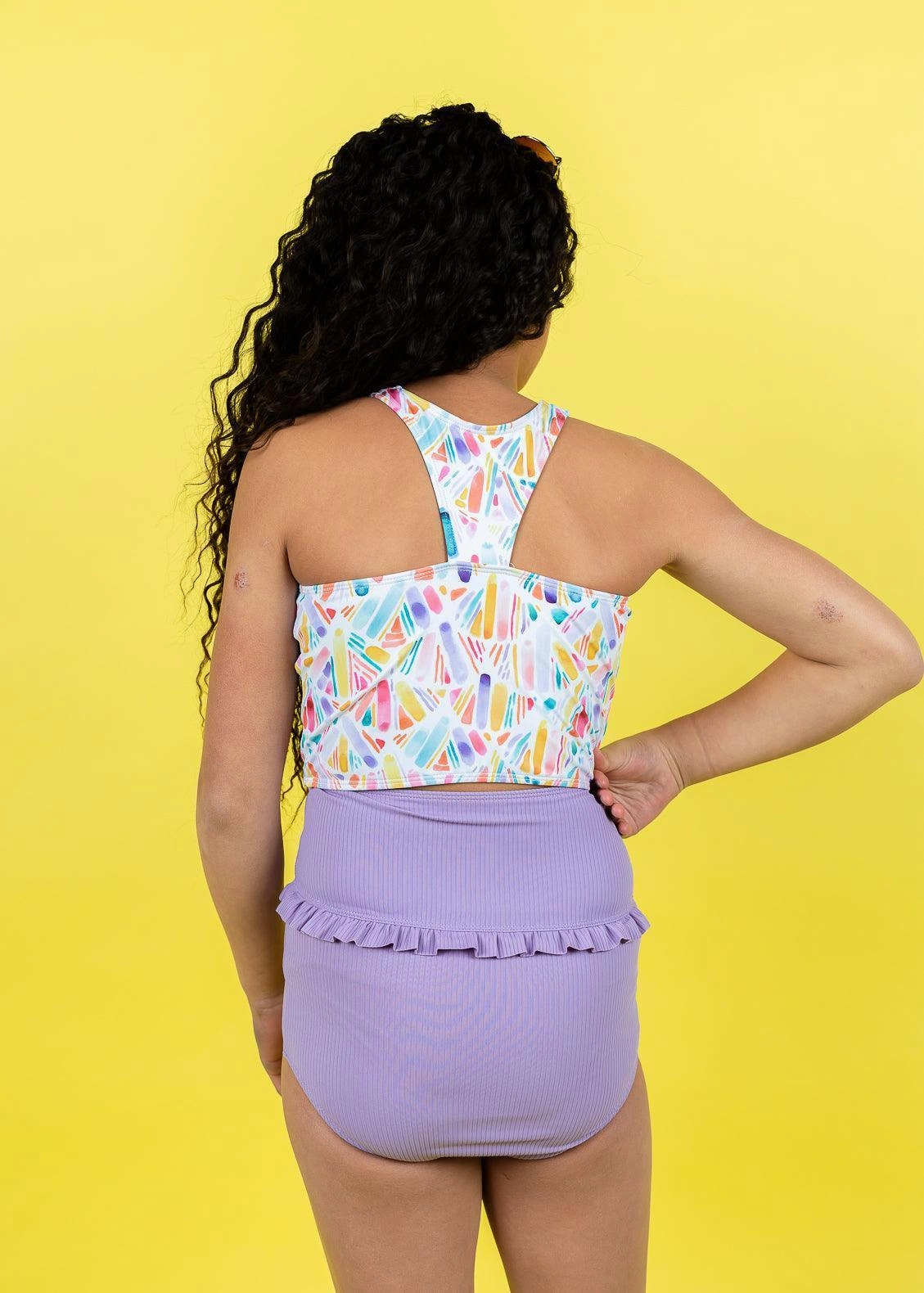 Ribbed Dusty Purple | Youth Mid-Ruffle Bottoms