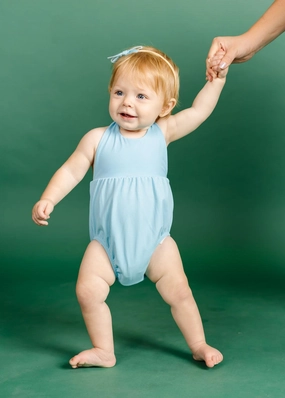 Ribbed Fresh Blue | Baby Romper One-Piece