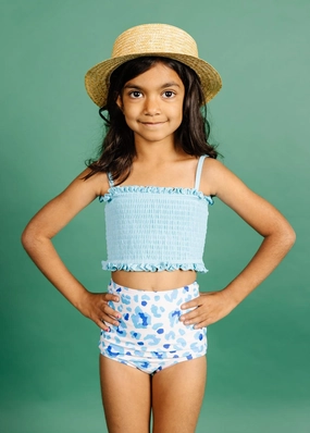 Ribbed Fresh Blue | Mini Bandeau Top