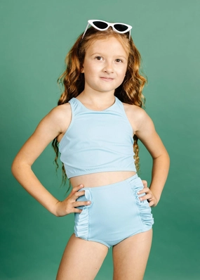 Ribbed Fresh Blue | Mini Racer Back Top
