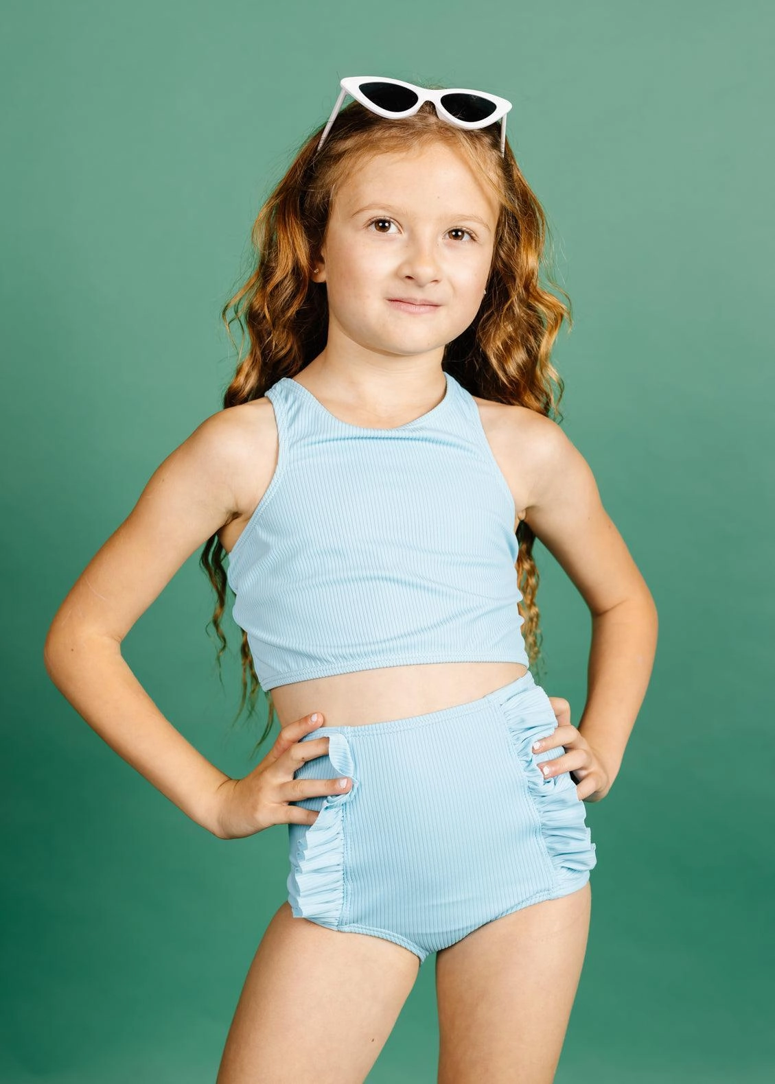 Ribbed Fresh Blue | Mini Racer Back Top