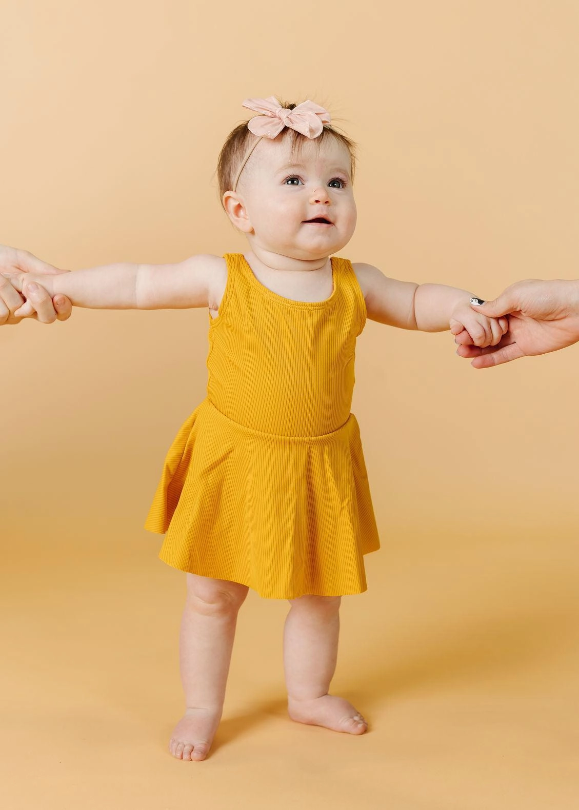 Ribbed Golden | Baby Skirted One-Piece