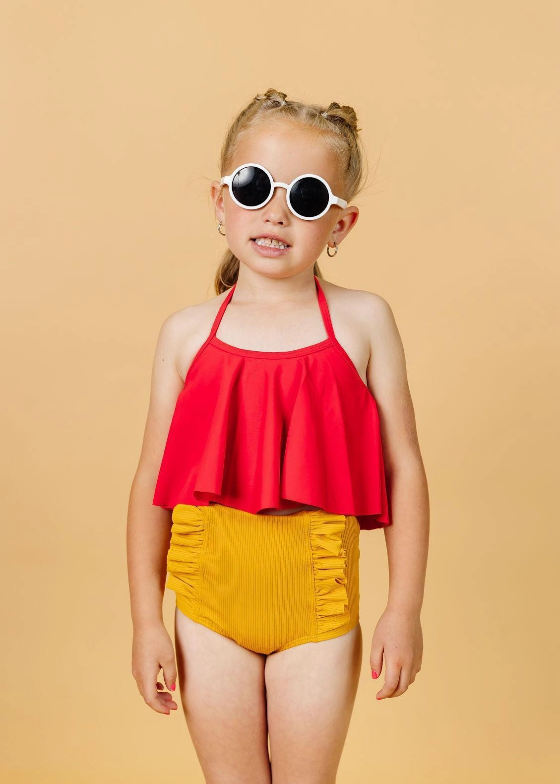Ribbed Golden | Mini Down in Front Ruffle Bottoms