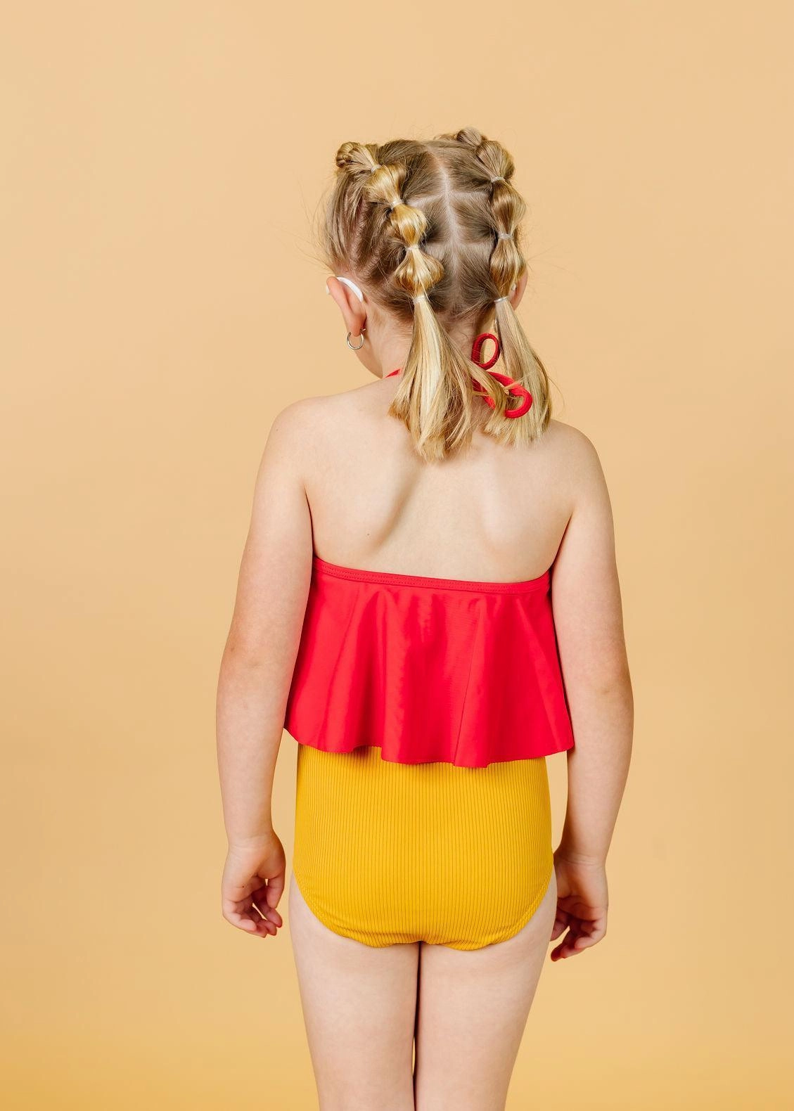 Ribbed Golden | Mini Down in Front Ruffle Bottoms