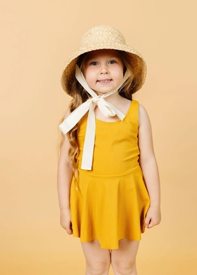 Ribbed Golden | Mini Skirted One-Piece