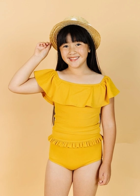 Ribbed Golden | Youth Mid-Ruffle Bottoms
