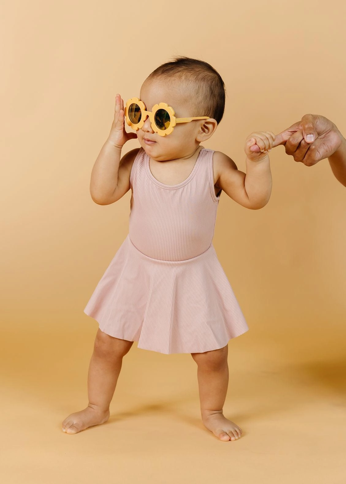 Ribbed Light Mauve | Baby Skirted One-Piece