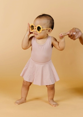 Ribbed Light Mauve | Baby Skirted One-Piece