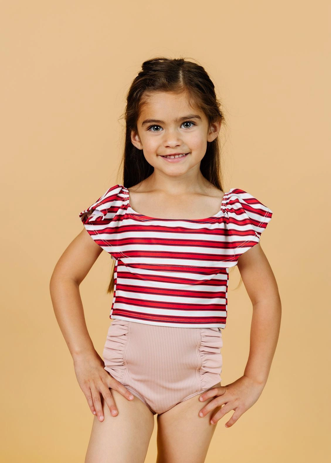 Ribbed Light Mauve | Mini Down in Front Ruffle Bottoms