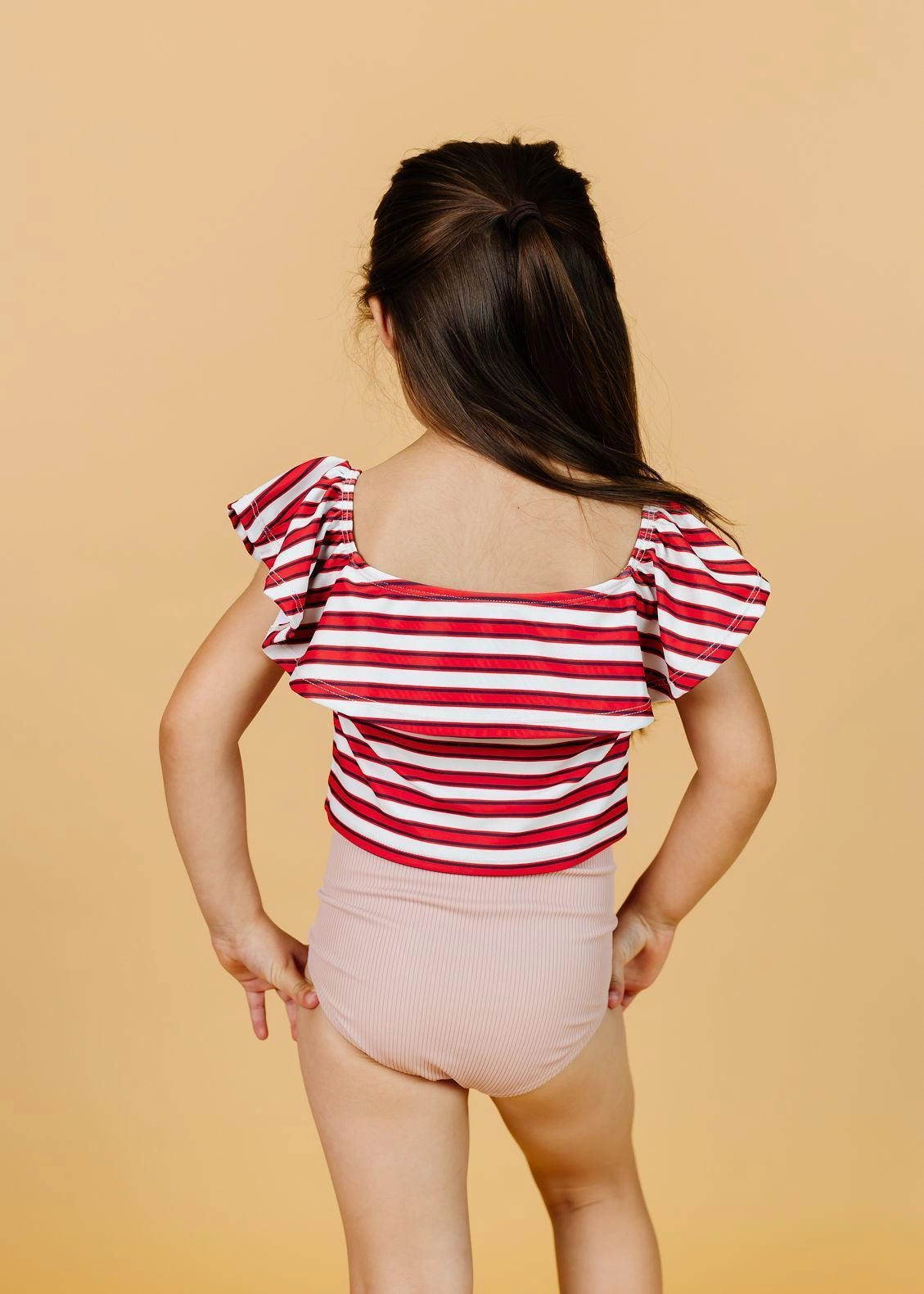 Ribbed Light Mauve | Mini Down in Front Ruffle Bottoms