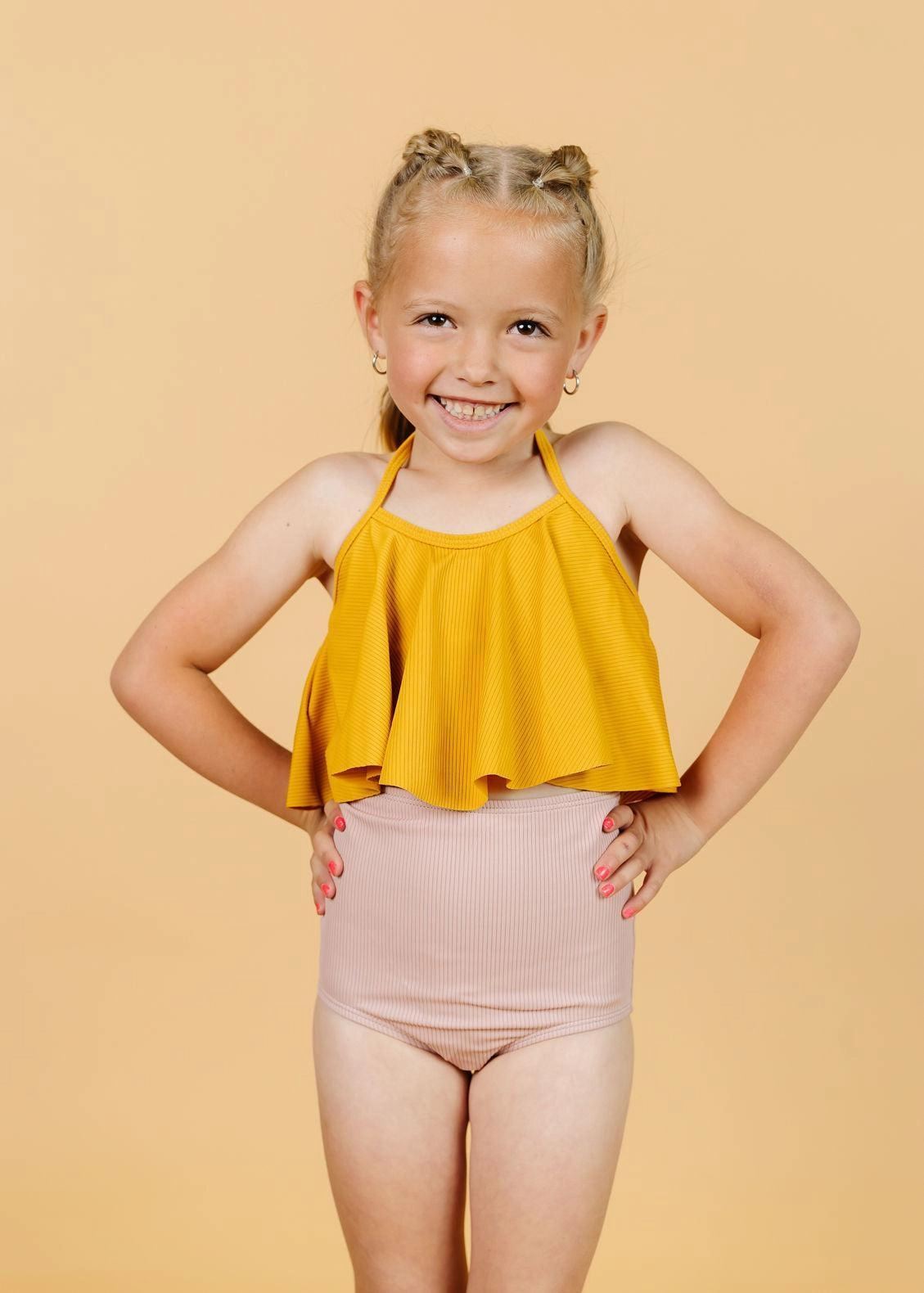 Ribbed Light Mauve | Mini High-Waisted Bottoms