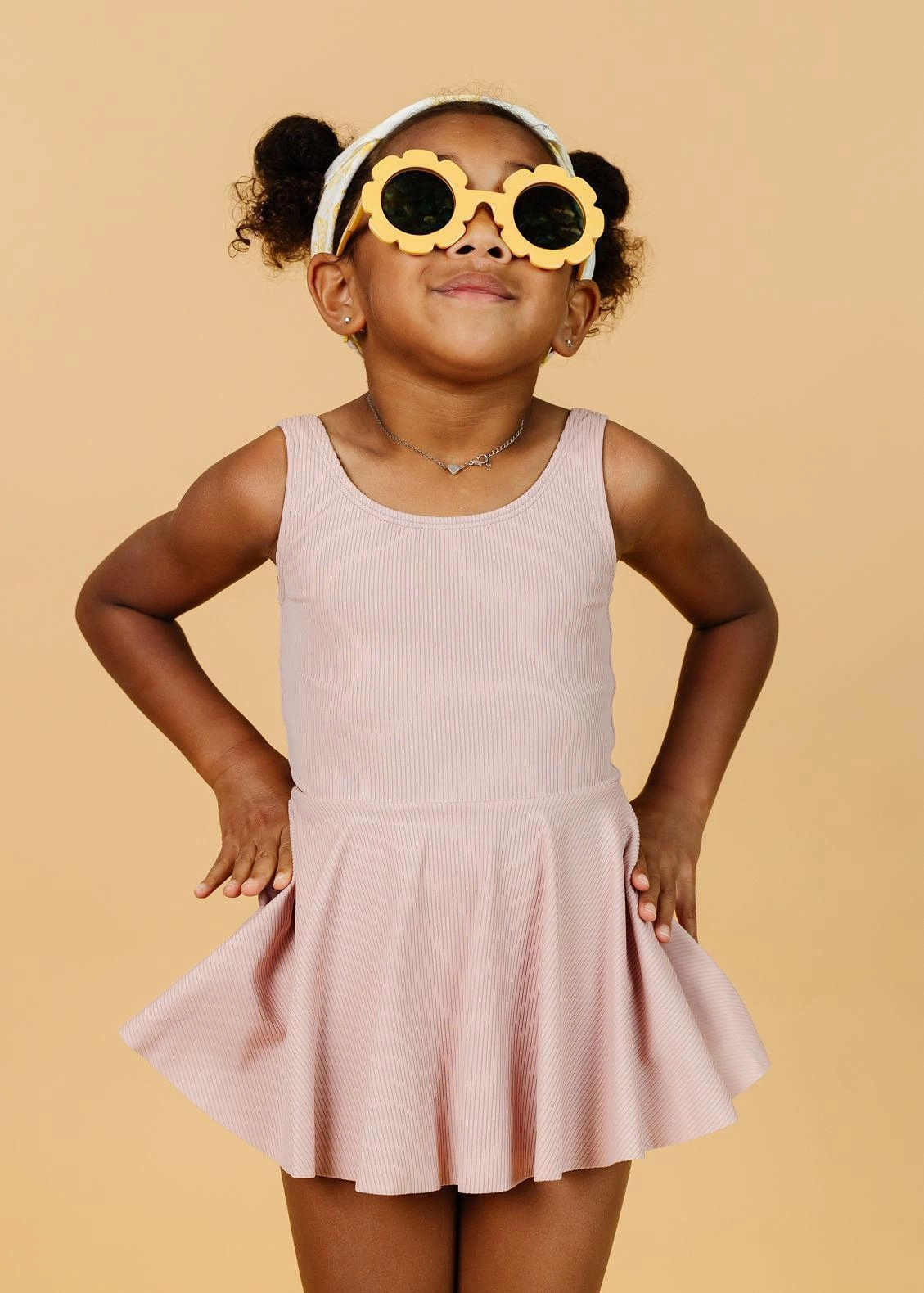 Ribbed Light Mauve | Mini Skirted One-Piece