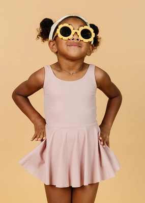 Ribbed Light Mauve | Mini Skirted One-Piece