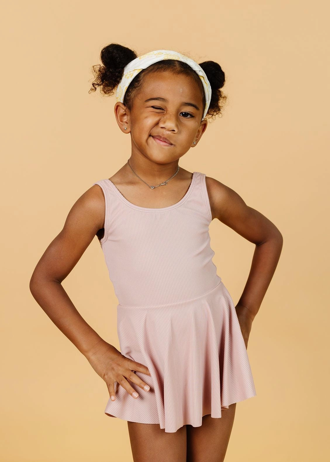 Ribbed Light Mauve | Mini Skirted One-Piece