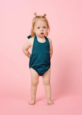 Ribbed Midnight Teal | Baby Romper One-Piece