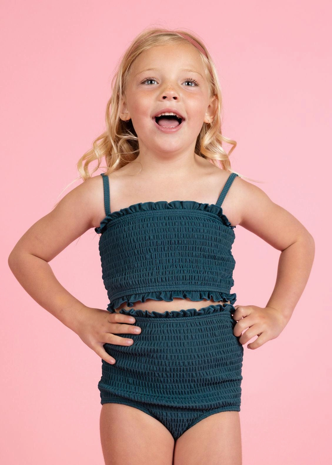 Ribbed Midnight Teal | Mini Bandeau Top
