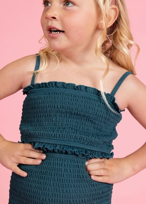 Ribbed Midnight Teal | Mini Bandeau Top