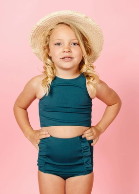 Ribbed Midnight Teal | Mini Racer Back Top