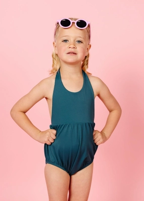 Ribbed Midnight Teal | Mini Romper One-Piece