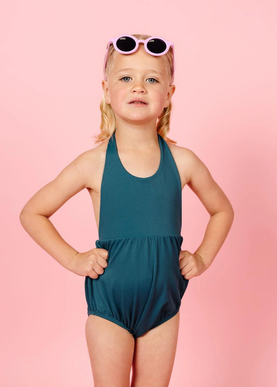 Ribbed Midnight Teal | Mini Romper One-Piece