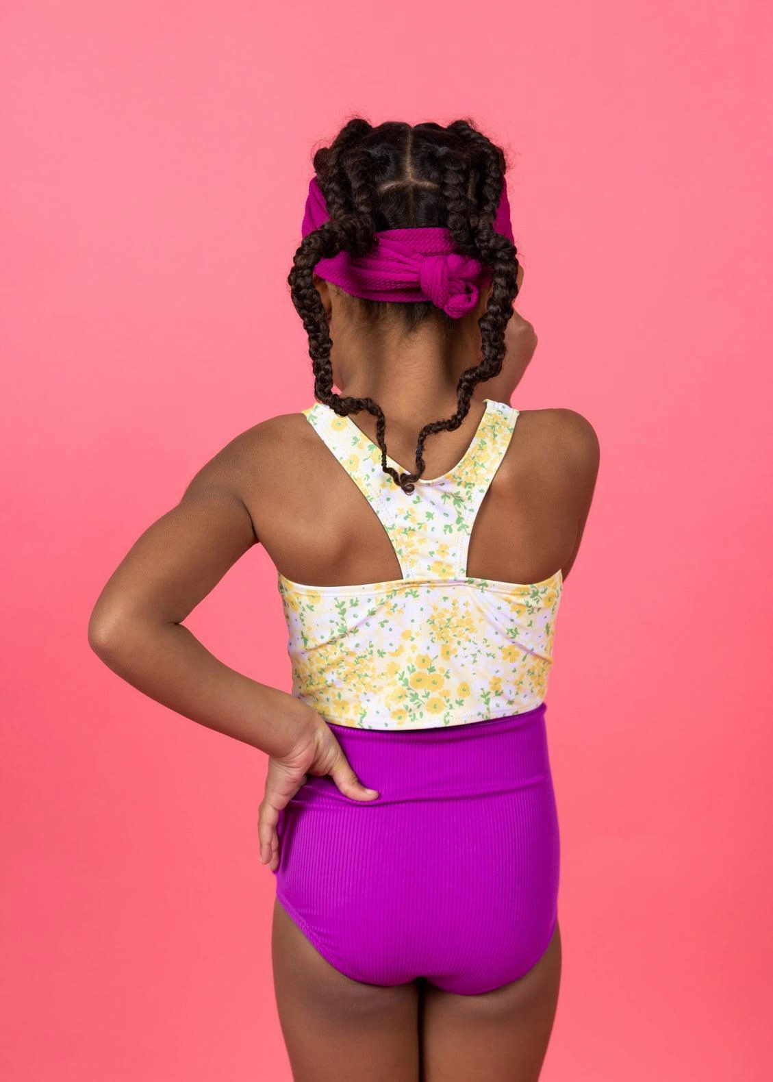 Ribbed Purple | Mini Down in Front Ruffle Bottoms