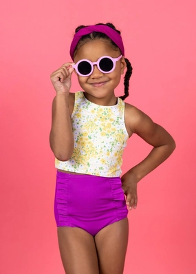 Ribbed Purple | Mini Down in Front Ruffle Bottoms