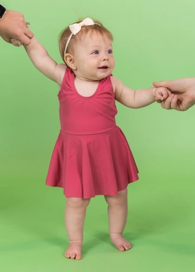 Ribbed Roseate | Baby Skirted One-Piece