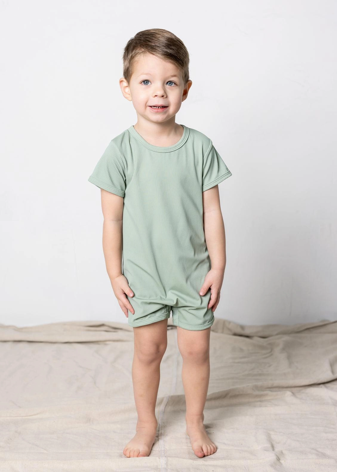 Ribbed Sage | Baby Shorties Rashguard (Unisex)
