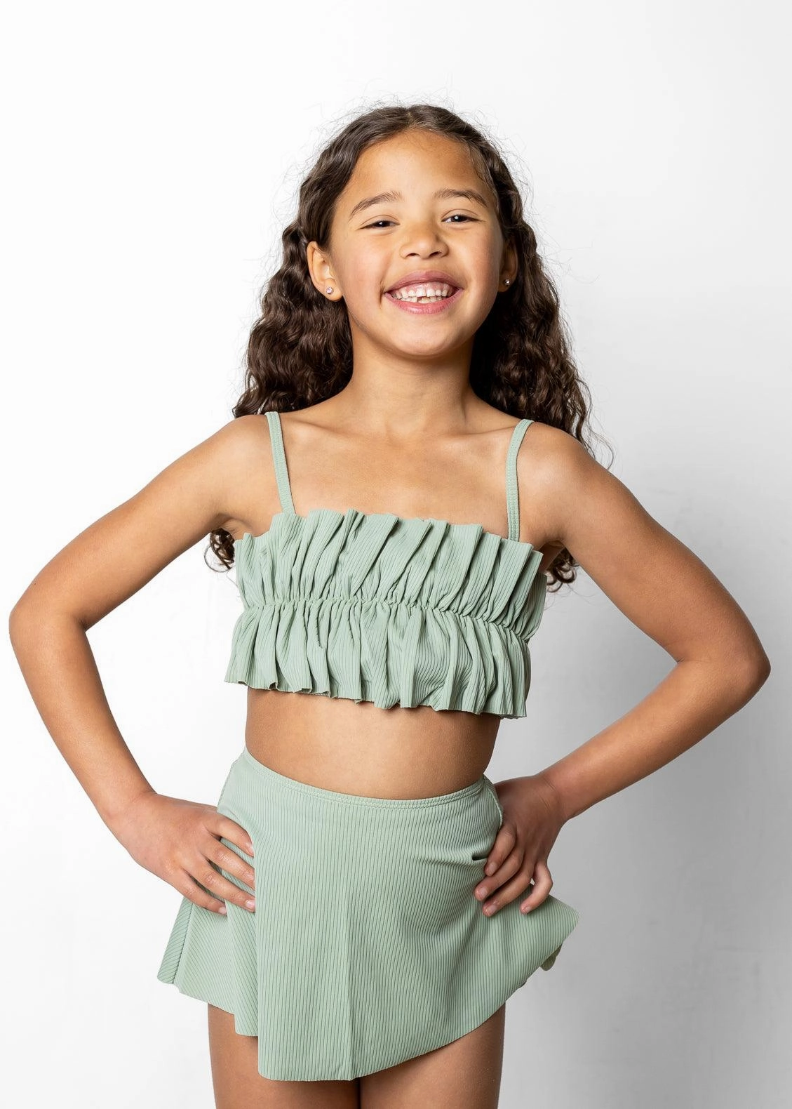 Ribbed Sage | Mini Detached Short Skirt