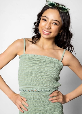 Ribbed Sage | Youth Bandeau Top